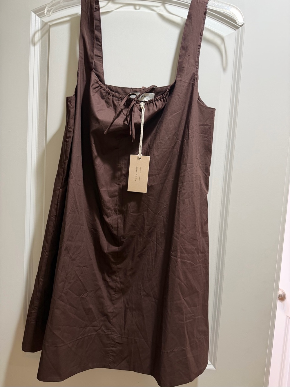 Nude Lucy Brown Tie-Front Cotton dress - Picture 2 of 5